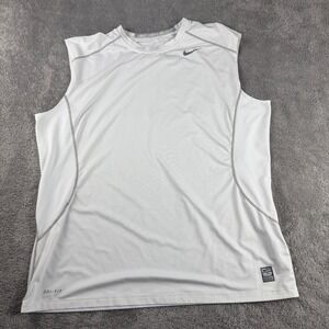 Nike Pro Combat Compression Sleeveless Crew Shirt Mens 2XL White Dri-Fit
